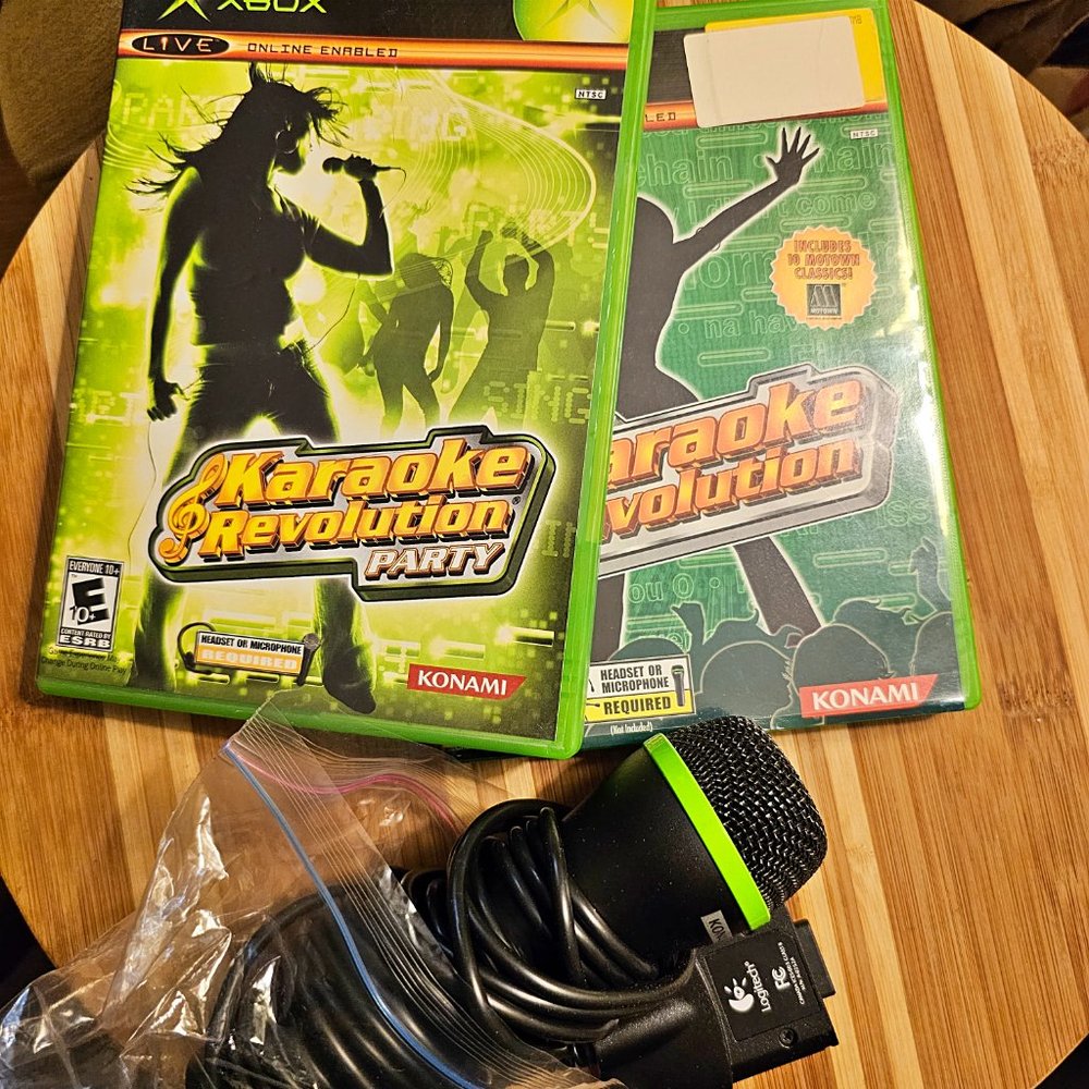 Original X-Box Karaoke Revolution + Karaoke Revolution Party + Konami MIC Bundle